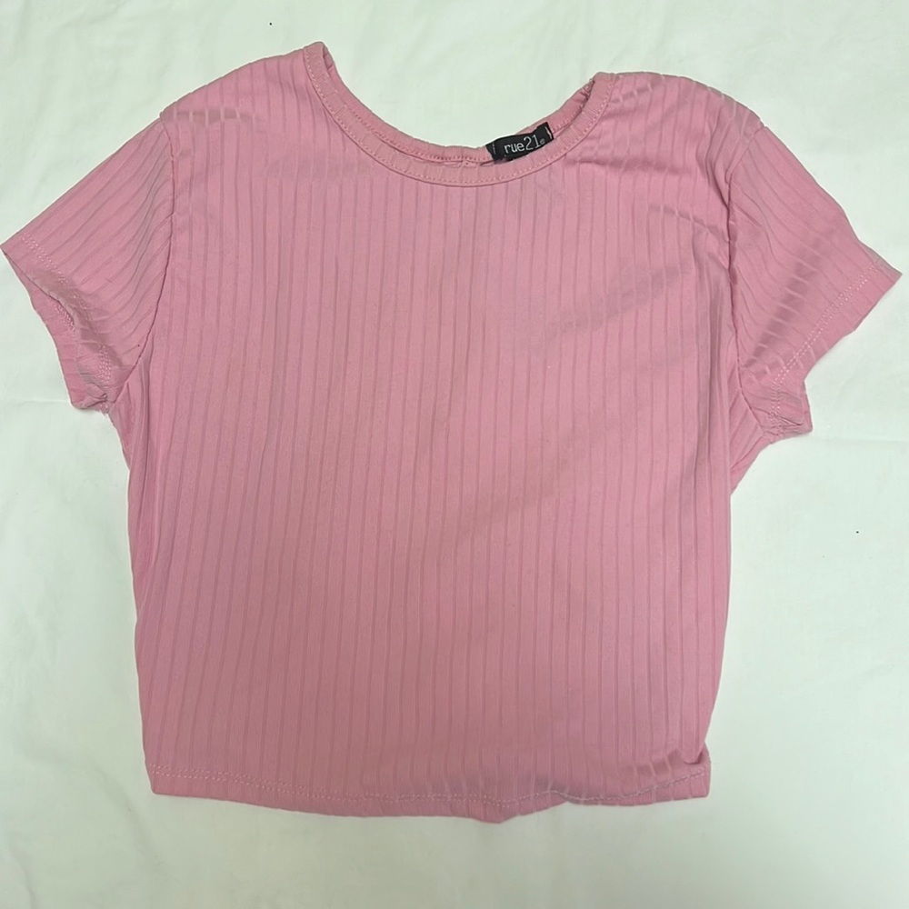 Pink open back crop top